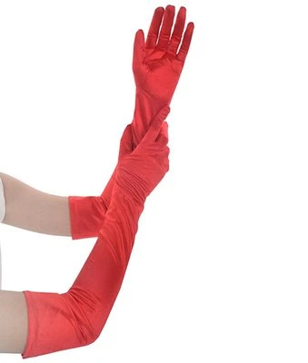 Guantes formales de fiesta de noche para mujer 22" de largo negro blanco satinado guantes para dedos Foto 1 de 4