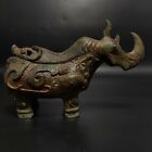 Chinese Rare Han Dynasty Old copper Handmade Build Rhino jar 