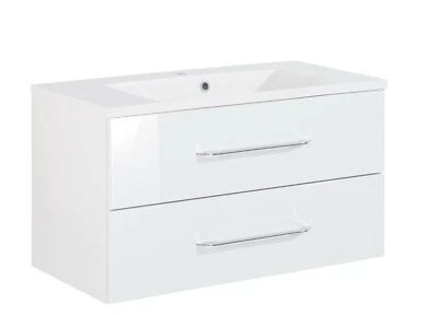 Fackelmann B.CLEVER Badmöbel Set 2-tlg 90 cm Breit Weiß Möbel Made in Germany - Bild 1 von 4