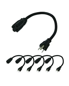 Lightkiwi 16AWG Power Extension Cord 1ft, 6-Pack - Picture 1 of 3