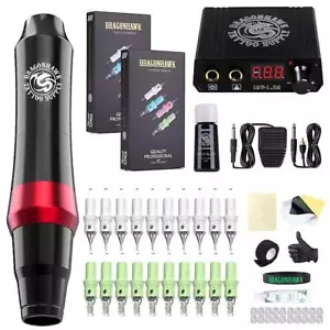 Dragonhawk S4 Tattoo Pen Machine Kit 20Pcs Cartridges Power Supply - Picture 1 of 5