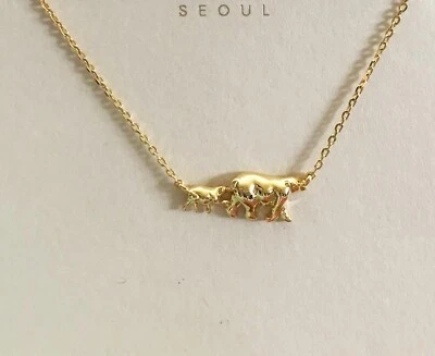 MUSTHAVE Gold Plated Mama Bear Pendant Short Necklace — 第 1/2 张图片