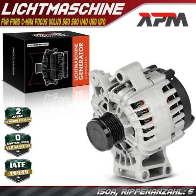 Generatore alternatore 150A per Ford C-Max Focus Kuga Volvo S60 S80 V40 V60 V70 - Immagine 1 di 4