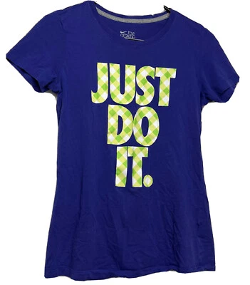 Nike The Athletic dept Girls Purple Logo Just Do It T-Shirt Slim Fit Size M - Image 1 of 4