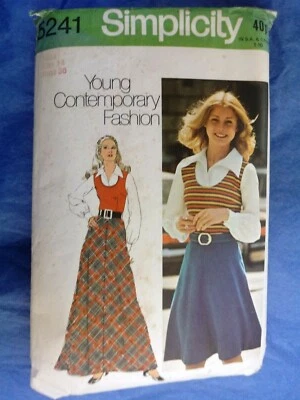 Vintage sewing pattern 1970s Dress with bias cut skirt 36" bust SIMPLICITY 5241 - Image 1 of 2
