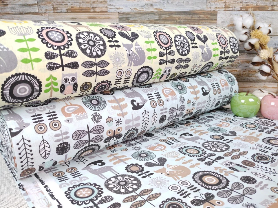 240cm Popeline Baumwolle Stoff Baumwollstoff Meterware Tiere Stoffe ÖKO-TEX - Bild 1 von 1