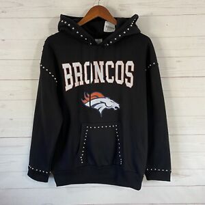 Denver Broncos Gameday Couture Womens Black Studded Hoodie Medium Pullover New