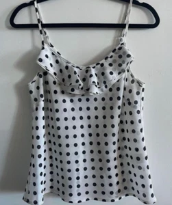 Black & White Polka Dot Women’s Singlet Top ‘Birds of a Feather’ - Size 12 - Picture 1 of 1