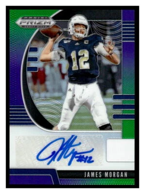 2020 Prizm Draft Picks #229 James Morgan DP Prizms Purple & Green Auto #/199 - Image 1 of 2