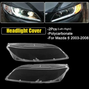 Par de cubiertas de lente de faros delanteros izquierdo+derecho ajuste transparente para Mazda 6 2003-2008 - Imagen 1 de 10