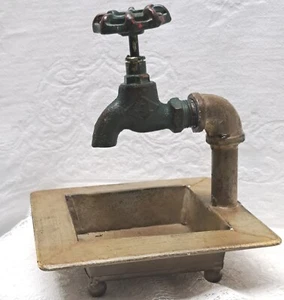 Fun Metal Garden Faucet Spigot Footed Soap Dish - Picture 1 of 8