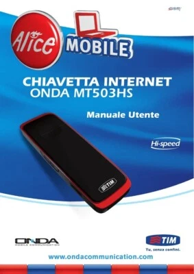 Chiavetta internet USB alice mobile TIM ONDA MT503HS MF628 7.2 mega Funzionante - Immagine 1 di 4