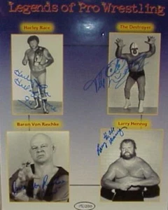 Legends of Wrestling Autographed 16x20 - Hennig, Race, Baron & Destroyer - Picture 1 of 1