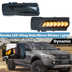 For Mitsubishi Triton L200 2019-2022 Smoke LED Mirror Turn Signal Blinker Lights - Picture 1 of 13