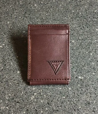 Guess Men's Front Pocket Wallet Magnetic Money Clip Brown - Image 1 of 3