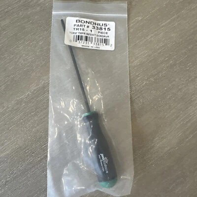 Tr15 Tamper Resistant Torx/Star Tip Screwdriver 8.6" Long Bondhus USA 33815 - Image 1 of 3