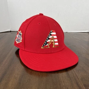 Arizona Diamondbacks New Era Fitted Hat Size 7 American Flag N.L. Patch Red MLB - Picture 1 of 9