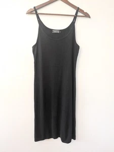 Peruvian Connection Knit Tank Dress Pima Cotton Tencel Black Minimalist Large - Picture 1 of 7