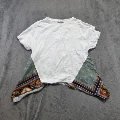 Zara Bandana Pattern T Shirt Womens Size Small White Crew Neck Short Sleeve - Image 1 of 4