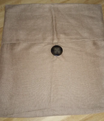 Funda Almohada POTTERY BARN Lino Texturizado 18" Botón Tostado Taupe Beige LEER GUC Foto 1 de 3