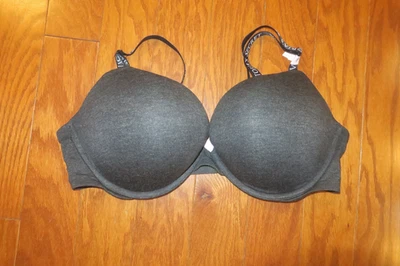 38C ❤️ SUJETADOR DE ALGODÓN BOMBA ❤️ VICTORIA'S SECRET ❤️AÑADIR 2 TALLAS SUPR PUSH UP GRIS Foto 1 de 4