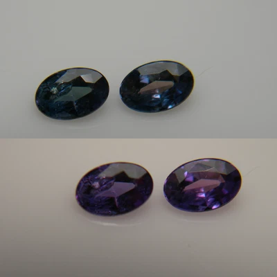 GIA 0.40ctw Par de gemas NATURALES ALEJANDRITA BRASIL Verde Azul Púrpura Cambio de Color Foto 1 de 4