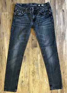 Miss Me Damen Skinny Low Rise Jeans, Blk Wash, Ösen & Edelsteine Verzierung, Gr. 29 - Bild 1 von 9