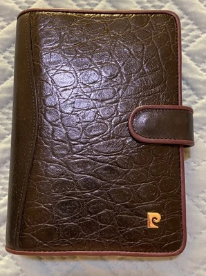 Leather Organizer Pierre Cardin Paris Black/Br Trim Embossed  Cover Calculator   - Image 1 of 4
