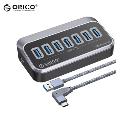 USB Hub 7-Port USB-A Splitter Port Expander ORICO M3U3-7A 10 BK USB3.2 5Gbps New - Image 1 of 4