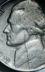 1941 S Jefferson nickel lamination Error Coin - Picture 1 of 6
