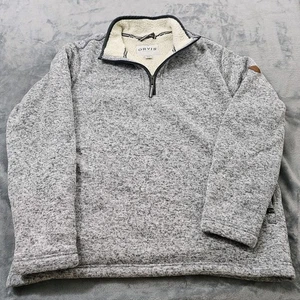 Orvis Sweater Mens XL Gray Classic Collection 1/4 Zip Sherpa Pullover Hiking - Picture 1 of 13