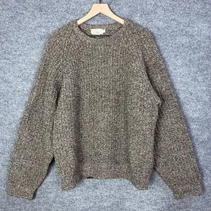 Vintage Banana Republic Safari 90s Wool Elbow Patch Knit Fisherman Sweater XL - Picture 1 of 7