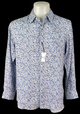 CAMISA DE NOCHE LIBERTY OF LONDON / UNIQLO para hombre 100 % cáñamo azul L/S - L - 46" - £129 Foto 1 de 4
