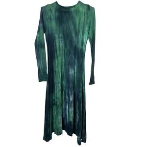Hard Tail Forever XS Green Tie Dye Modal Long Sleeve Maxi Dress Boho USA Made - Picture 1 of 5