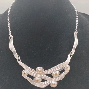 Or Paz 925 Sterling Silver With Citrine Gemstones Accent Necklace Made in Israel - Picture 1 of 12