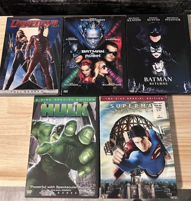 Superhero Action DVD Lot - Batman & Robin, Daredevil, Hulk, Superman - Image 1 of 4