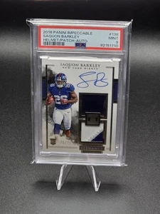 PSA 9 2018 Impeccable SAQUON BARKLEY Elegance Rookie Helmet Auto /75 Player Worn - Picture 1 of 2