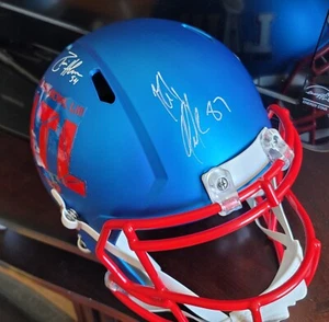 Rob Gronkowski Donta Hightower Superbowl 53 Autographed Helmet Patriots JSA - Picture 1 of 6