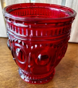 Vintage Richland Charm Red Glass Votive Candle Holder 4” - Picture 1 of 10
