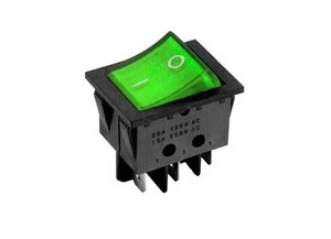 Interruttore a bilanciere 220V 16A bipolare con tasto verde luminoso 33x25 1253 - Bild 1 von 2