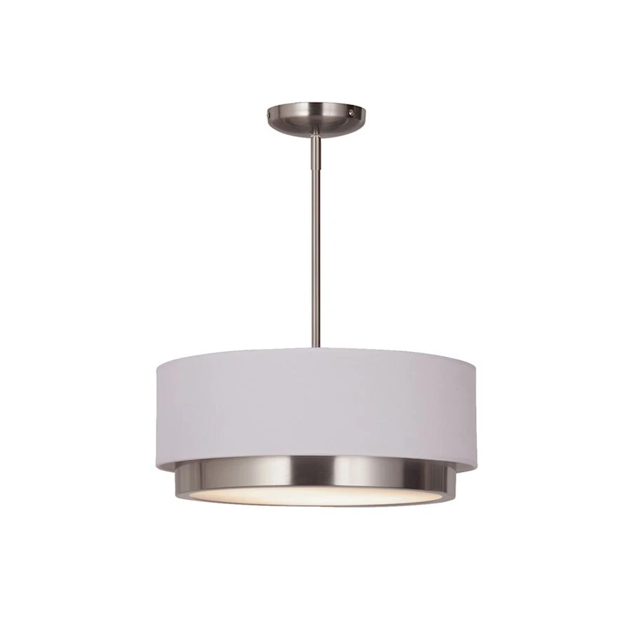 Justice Design Tate 1 Light LED Drum Pendant, Nickel/White - FAB-4475-WHTE-NCKL - Image 1 of 1