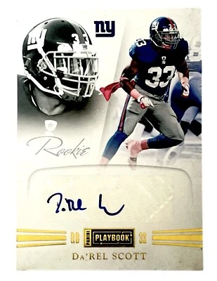 DA'REL SCOTT 2011 PANINI PLAYBOOK ROOKIE GOLD RC AUTO #63 TRADING CARD /50 NYG - Image 1 of 2