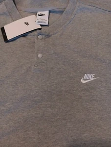 2XLT Men's Nike Gray Long Sleeve 2 Button Henley, Size XXLT NWT$60 - Picture 1 of 3