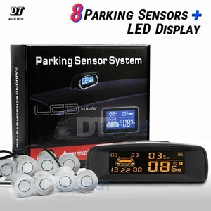 8 Parking Sensors LCD Car Auto Backup Reverse Rear Radar System Alert Alarm Kit - Picture 1 of 10