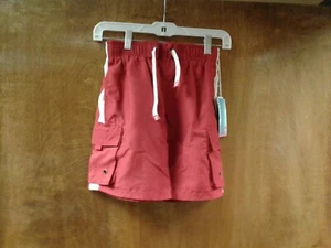 NWT Surfmentality red and white  elastic waist swim shorts kids Small - Picture 1 of 2