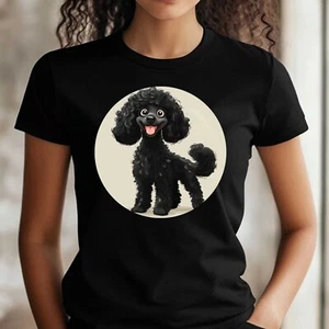 T-Shirt Frauen Cartoon Pudel Motiv Baumwolle Größe XS bis 3XL - Picture 1 of 1