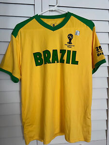 Brasil 2014 FIFA World Cup Men's Yellow/Green Official LIc Product Sz. M Jersey
