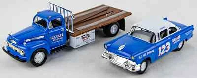 GE LEE ELECTRIC 1956 FORD STOCK CAR & 1951 F-6 FLATBED TRUCK FIRST GEAR 18-1398 - Image 1 of 2
