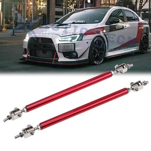 Barras de soporte divisor de labios de parachoques ajustables rojas para Mitsubishi Lancer - Imagen 1 de 11