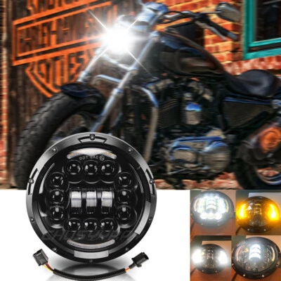 7" Motorcycle LED Hi/Lo Headlights Black For Kawasaki 440 454 550 750 1000 LTD - Image 1 of 4